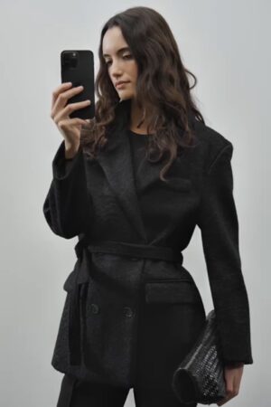 Blazer croisé en laine mélangée